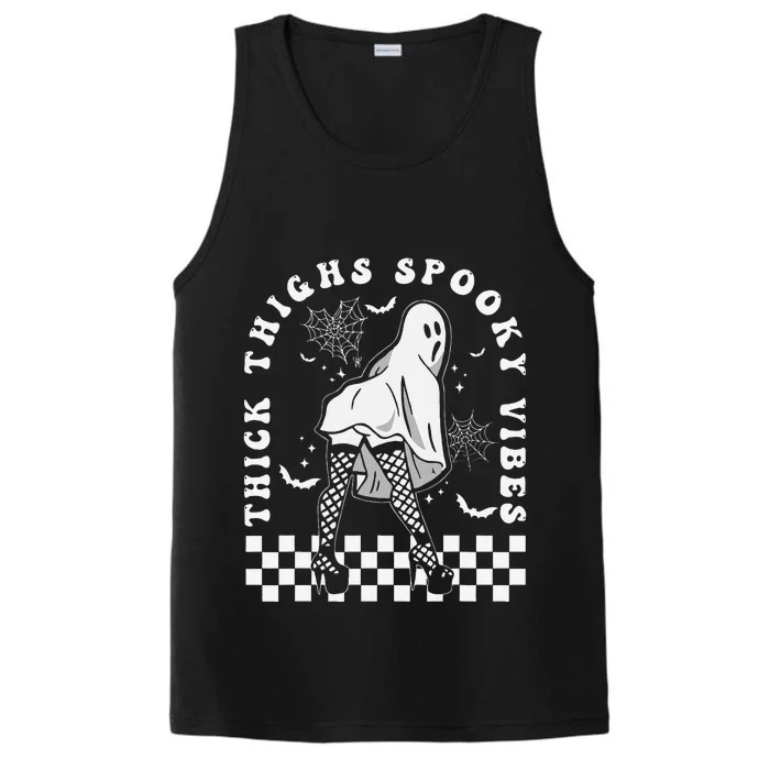 Funny Halloween Ghost Thick Thighs Spooky Vibes Workout Gym Performance Tank