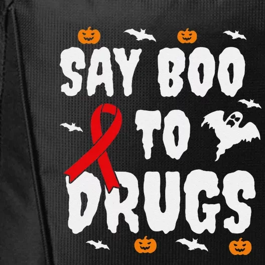 Funny Halloween Gift Say Boo To Drugs Awareness Red Ribbon City Backpack