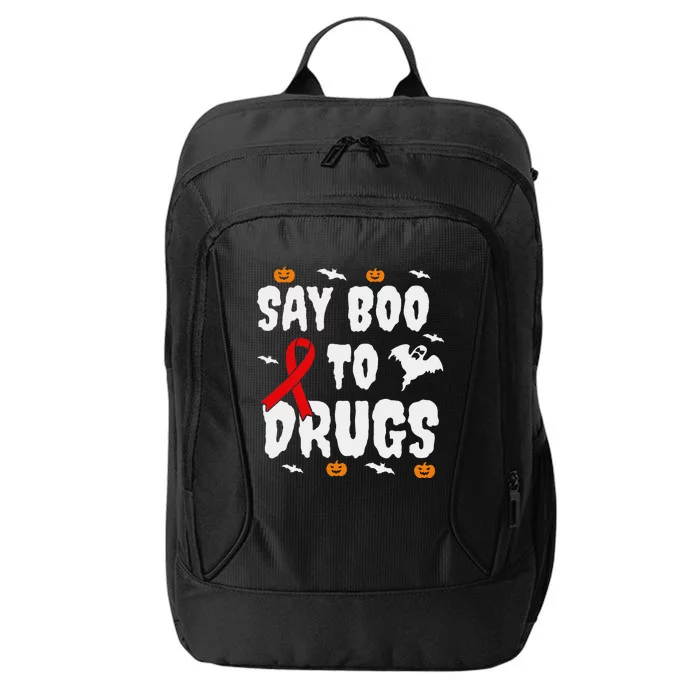 Funny Halloween Gift Say Boo To Drugs Awareness Red Ribbon City Backpack