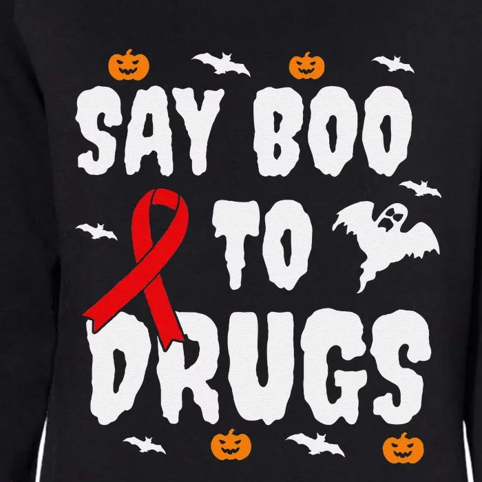 Funny Halloween Gift Say Boo To Drugs Awareness Red Ribbon Womens California Wash Sweatshirt