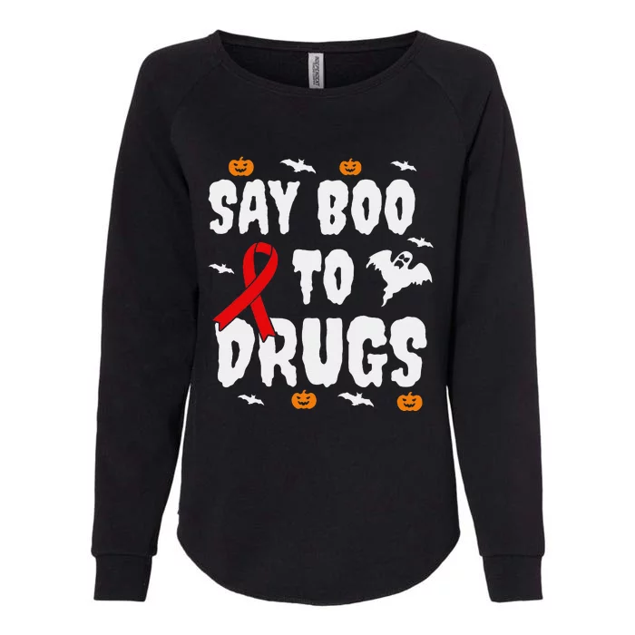 Funny Halloween Gift Say Boo To Drugs Awareness Red Ribbon Womens California Wash Sweatshirt