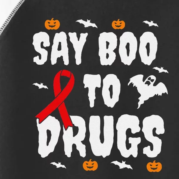 Funny Halloween Gift Say Boo To Drugs Awareness Red Ribbon Toddler Fine Jersey T-Shirt