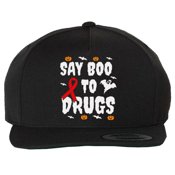 Funny Halloween Gift Say Boo To Drugs Awareness Red Ribbon Wool Snapback Cap