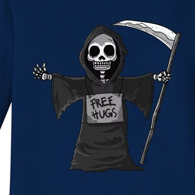 Free Hugs Grim Reaper Halloween Party Cosplay Lazy Costume Baby Long Sleeve Bodysuit