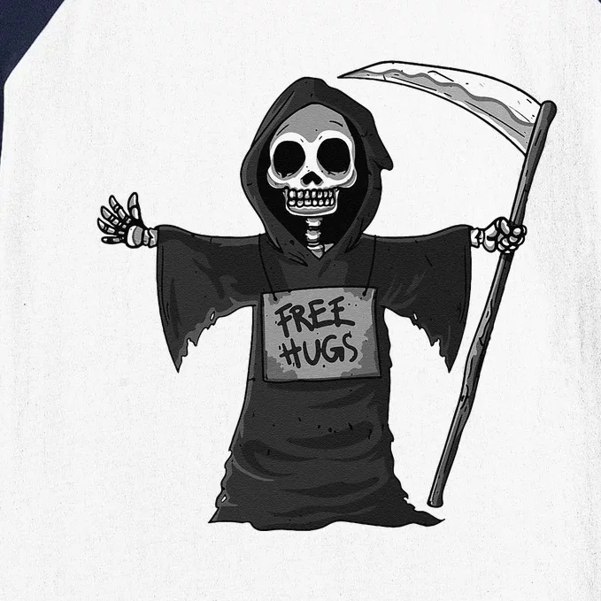 Free Hugs Grim Reaper Halloween Party Cosplay Lazy Costume Baseball Sleeve Shirt