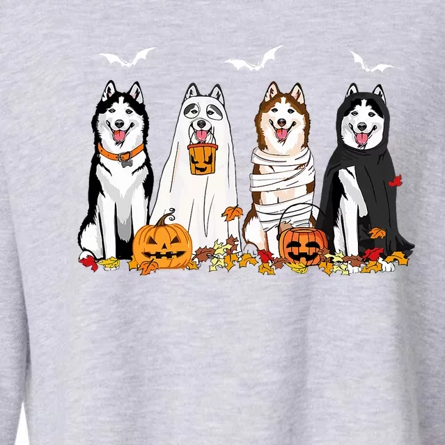 Funny Husky Ghost Dogs Halloween Husky Dog Mom Husky Lover Cropped Pullover Crew