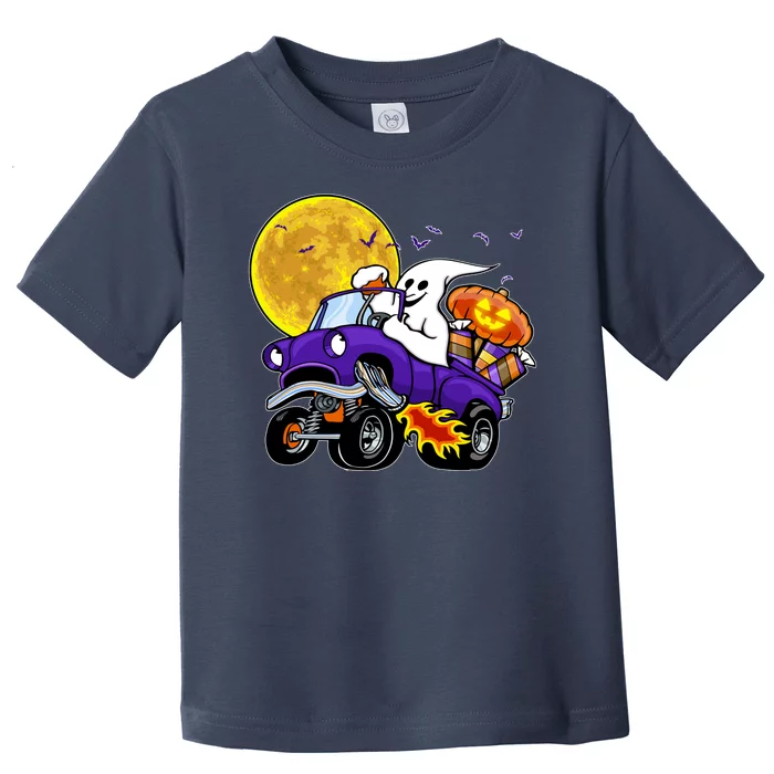 Funny Halloween Ghost Muscle Car Toddler T-Shirt