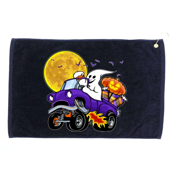 Funny Halloween Ghost Muscle Car Grommeted Golf Towel