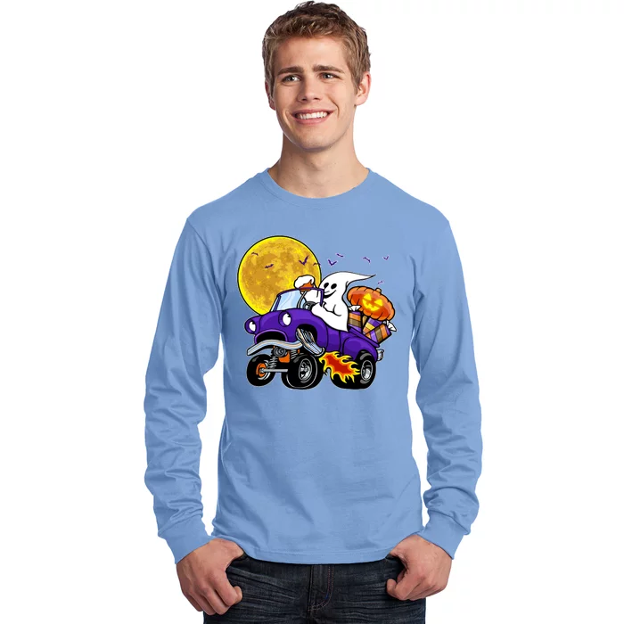 Funny Halloween Ghost Muscle Car Long Sleeve Shirt