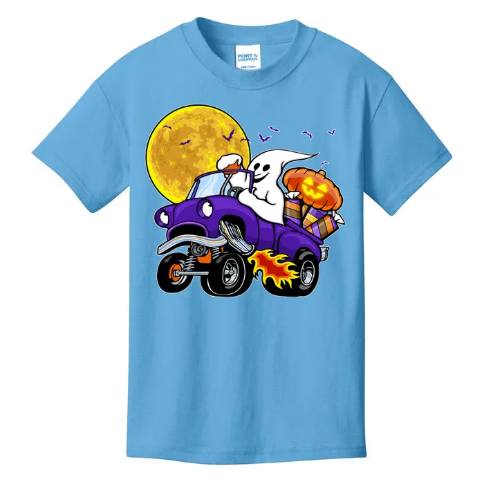 Funny Halloween Ghost Muscle Car Kids T-Shirt