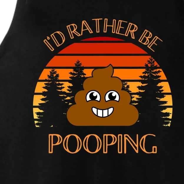 Funny Hiking Gift Idea, I’d Rather Be Pooping, Camping Dad Ladies Tri-Blend Wicking Tank