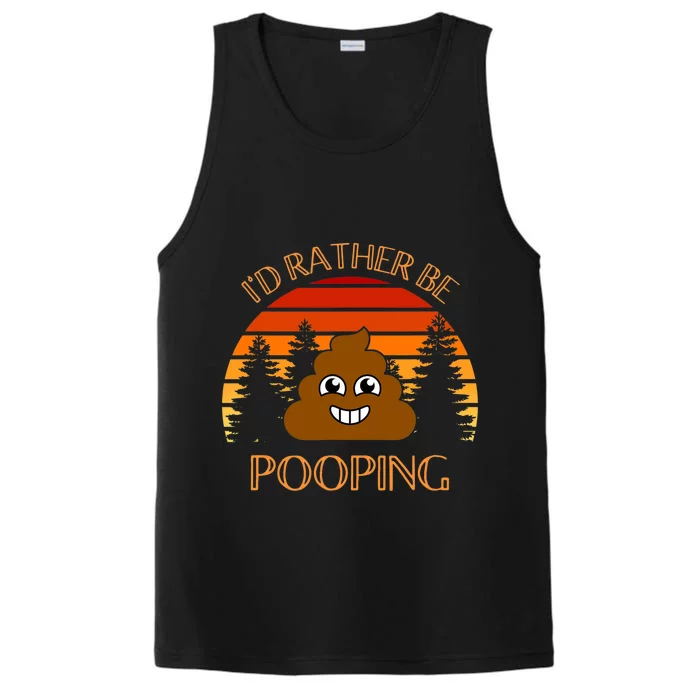 Funny Hiking Gift Idea, I’d Rather Be Pooping, Camping Dad Performance Tank