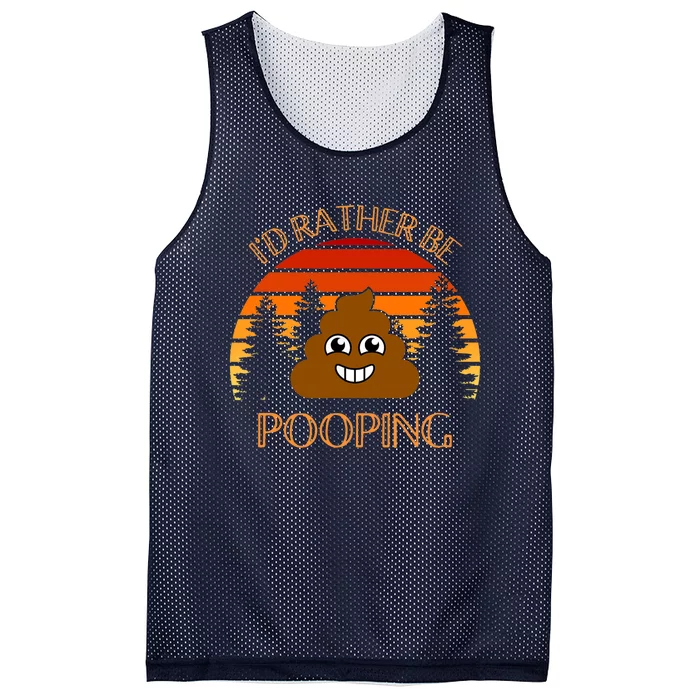 Funny Hiking Gift Idea, I’d Rather Be Pooping, Camping Dad Mesh Reversible Basketball Jersey Tank