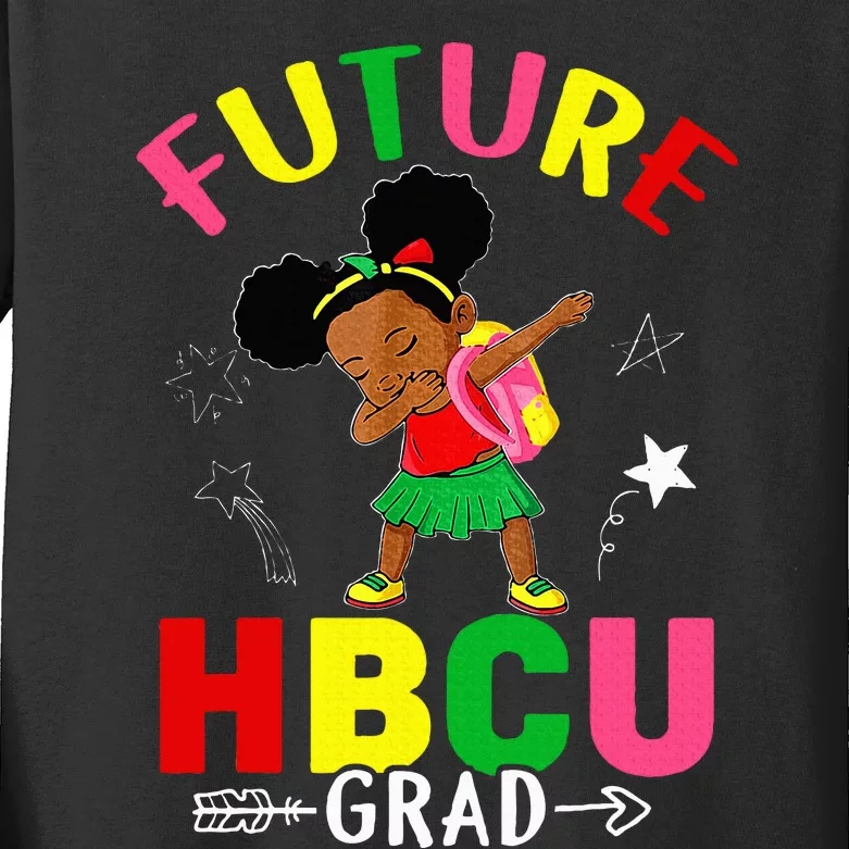 Future HBCU Grad Girl Graduation HBCU Future College Student Kids Long Sleeve Shirt