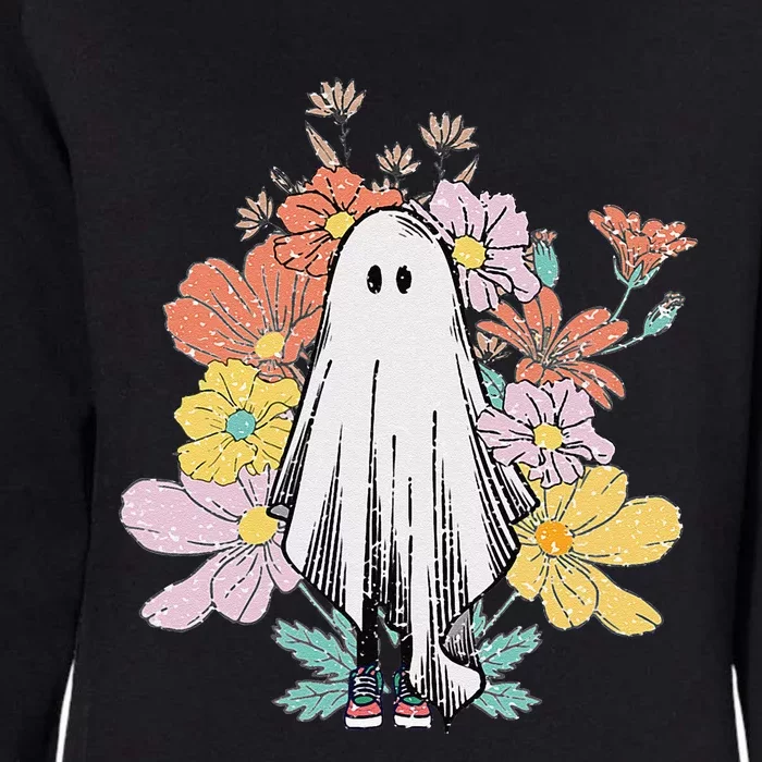 Floral Halloween Ghost Womens California Wash Sweatshirt