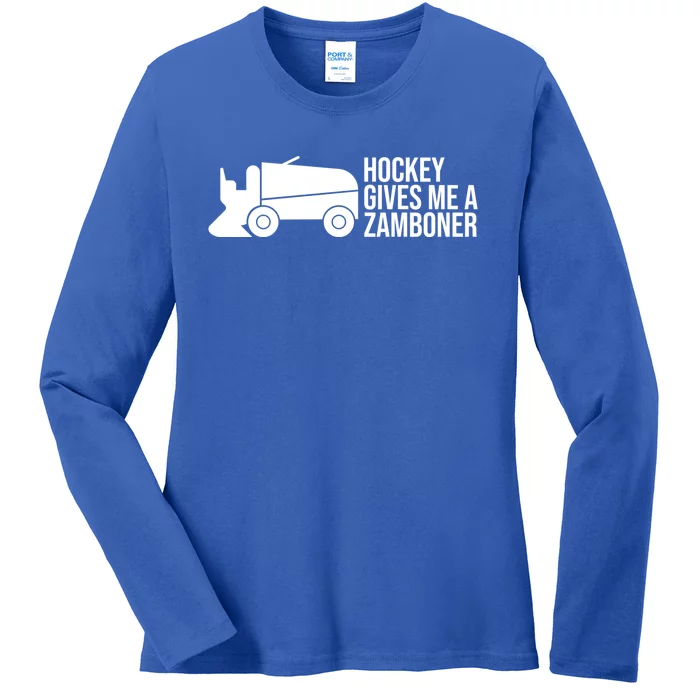 Funny Hockey Gives Me A Zamboner Hockey Lover Gift Ladies Long Sleeve Shirt