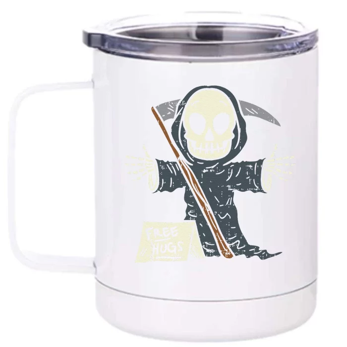 Free Hugs Grim Reaper Funny Pun Scary Halloween Costume Front & Back 12oz Stainless Steel Tumbler Cup