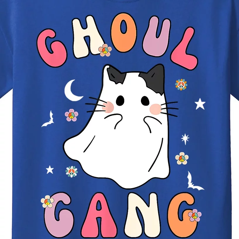 Funny Halloween Ghoul Gang Groovy Hey Boo Pumpkin Cat Lover Gift Kids T-Shirt