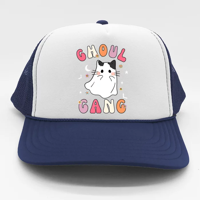 Funny Halloween Ghoul Gang Groovy Hey Boo Pumpkin Cat Lover Gift Trucker Hat