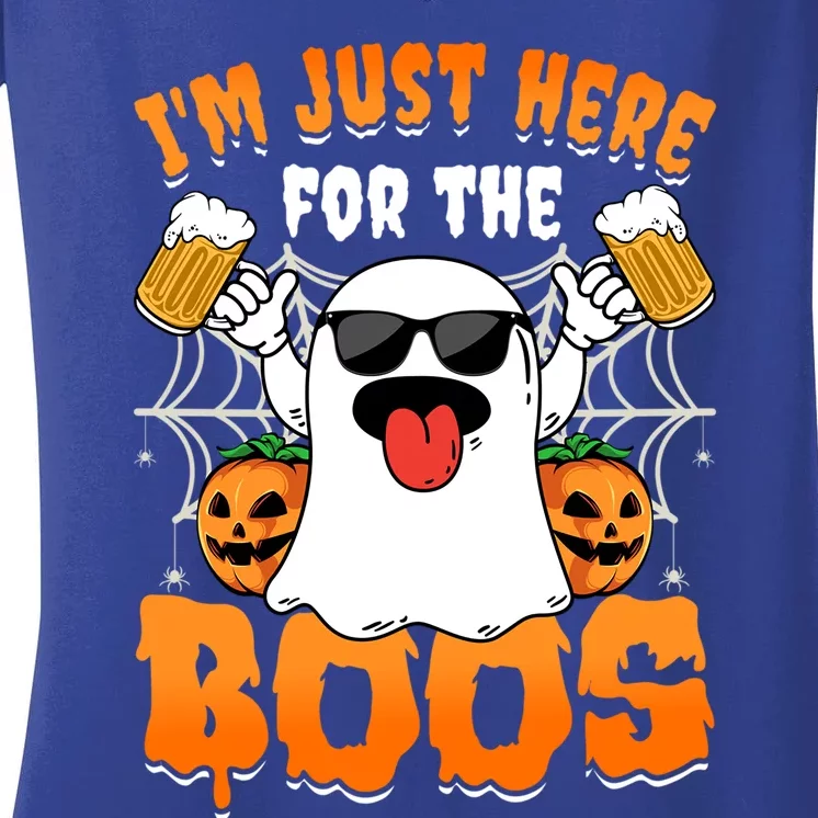 Funny Halloween Ghost Costume Im Just Here For The Boos Cool Gift Women's V-Neck T-Shirt