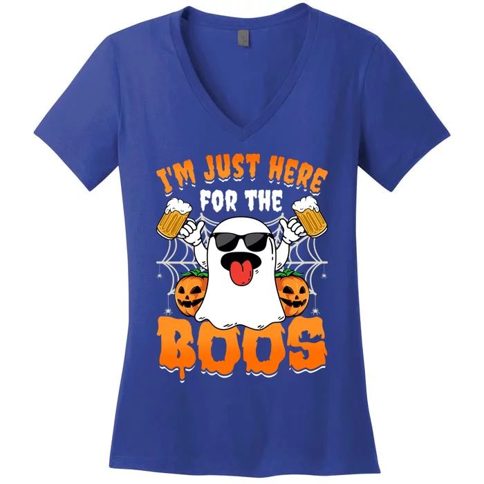 Funny Halloween Ghost Costume Im Just Here For The Boos Cool Gift Women's V-Neck T-Shirt