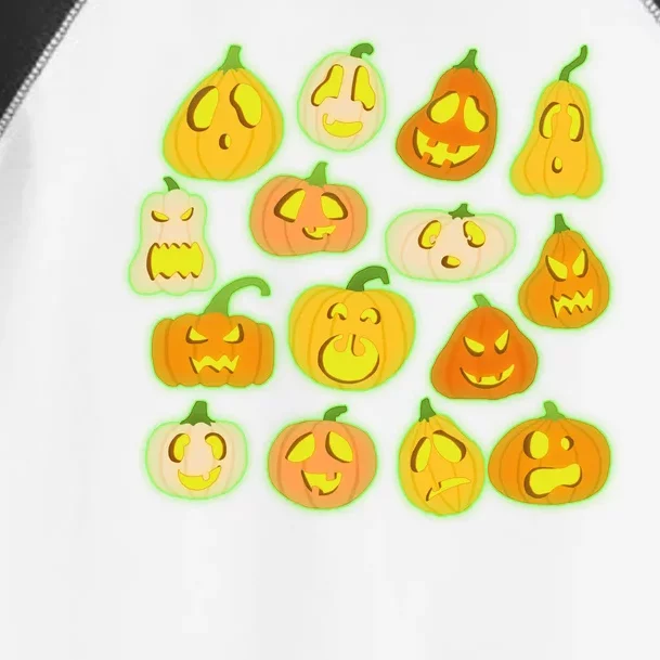 Funny Halloween Glowing Jackolantern Pumpkin Faces Toddler Fine Jersey T-Shirt