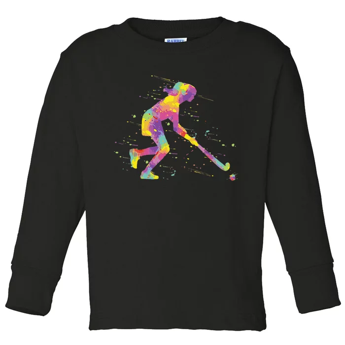 Field Hockey Girl Toddler Long Sleeve Shirt