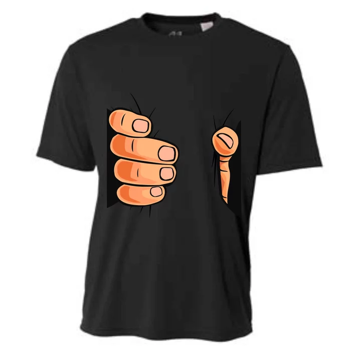 Funny Hand Gripping Optical Illusion Cooling Performance Crew T-Shirt