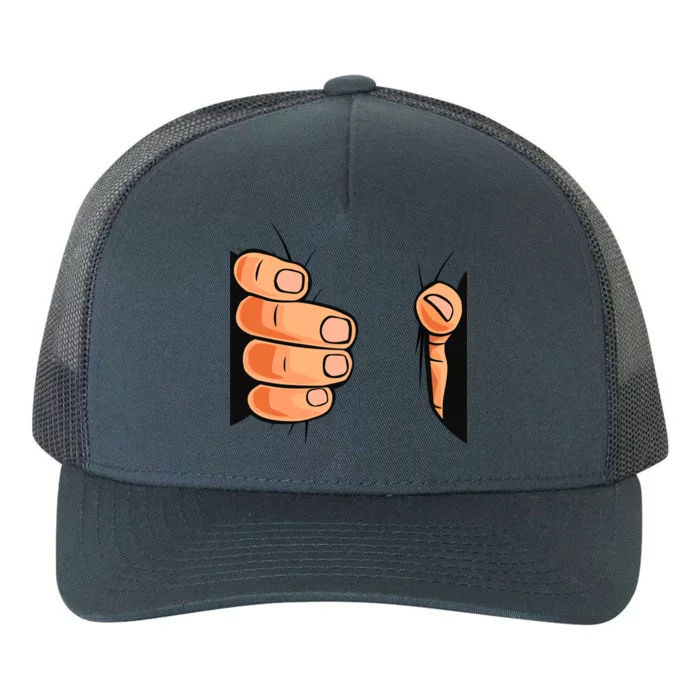 Funny Hand Gripping Optical Illusion Yupoong Adult 5-Panel Trucker Hat