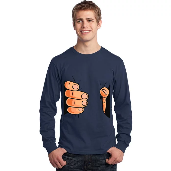 Funny Hand Gripping Optical Illusion Tall Long Sleeve T-Shirt