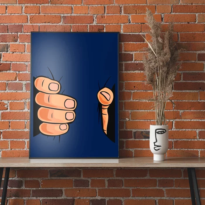 Funny Hand Gripping Optical Illusion Poster