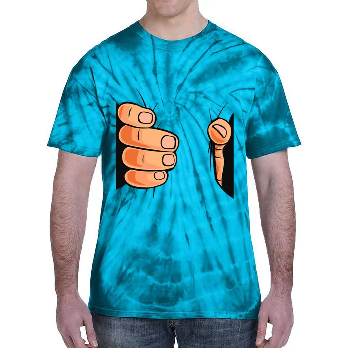 Funny Hand Gripping Optical Illusion Tie-Dye T-Shirt