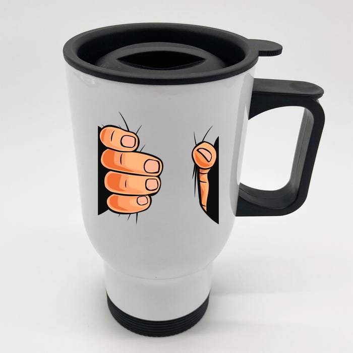 Funny Hand Gripping Optical Illusion Front & Back Stainless Steel Travel Mug