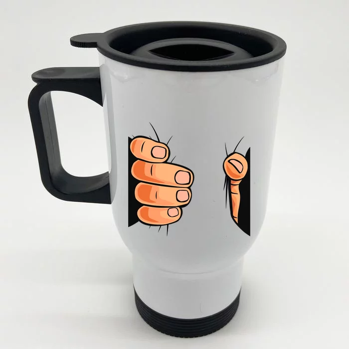 Funny Hand Gripping Optical Illusion Front & Back Stainless Steel Travel Mug