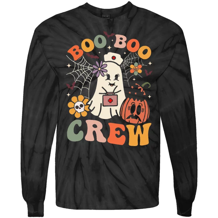 Funny Halloween Ghost Nurse Costume Tie-Dye Long Sleeve Shirt