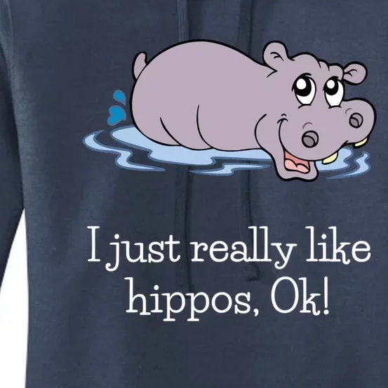 Funny Hippo Gift Just Really Like Hippos Ok! Hippopotamus Cool Gift Women's Pullover Hoodie