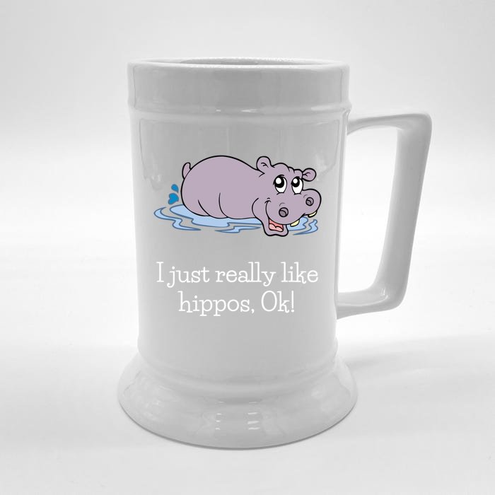 Funny Hippo Gift Just Really Like Hippos Ok! Hippopotamus Cool Gift Front & Back Beer Stein