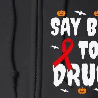 Funny Halloween Gift Say Boo To Drugs Awareness Red Ribbon Full Zip Hoodie