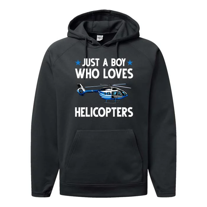 Funny Helicopter Gift Boy Pilot Aviator Performance Fleece Hoodie