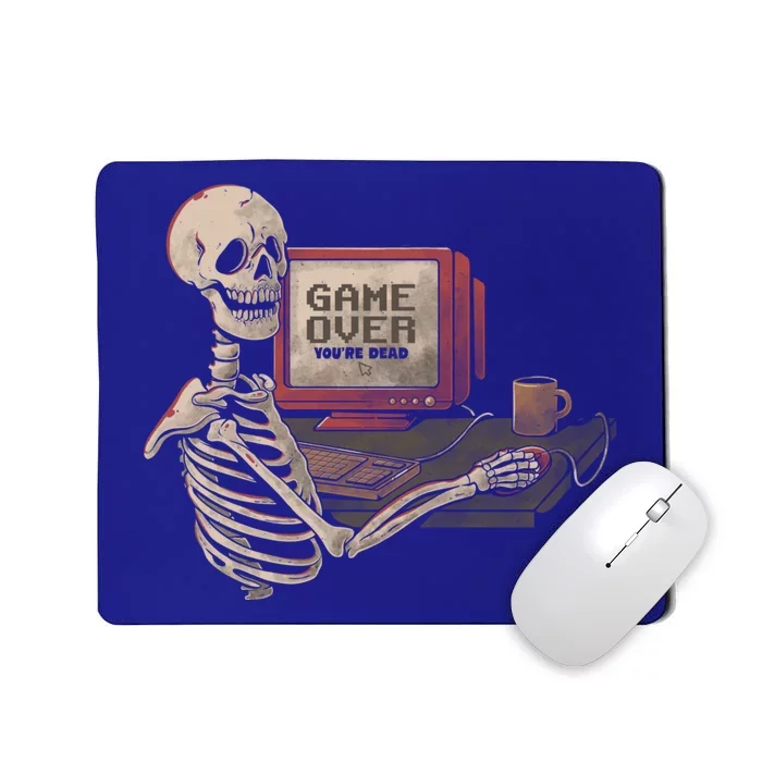 Funny Halloween Game Over Youre Dead Gamer Skeleton Gift Mousepad