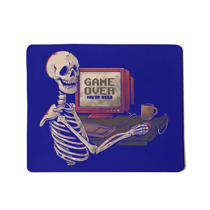 Funny Halloween Game Over Youre Dead Gamer Skeleton Gift Mousepad