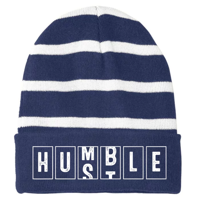 Funny Hustle Gift Cool Humble Odometer Striped Beanie with Solid Band