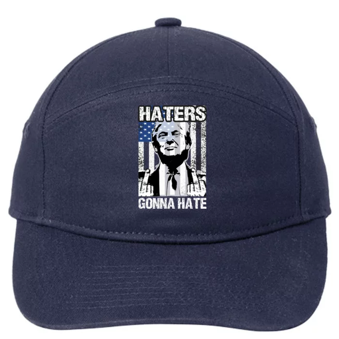 Funny Haters Gonna Hate President Donald Trump Middle Finger 7-Panel Snapback Hat