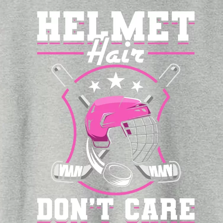 Funny Hockey Goalie Gift Helmet Hair Dont Care Ice Hockey Funny Gift Women's Crop Top Tee