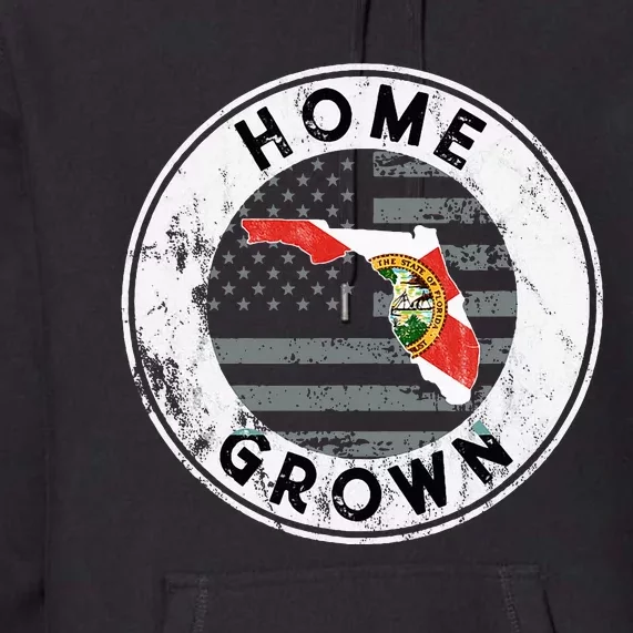 Florida Home Grown State American Flag Pride Fl Premium Hoodie