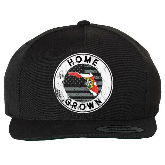 Florida Home Grown State American Flag Pride Fl Wool Snapback Cap