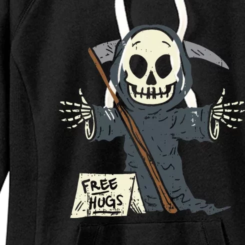 Free Hugs Grim Reaper Funny Pun Scary Halloween Costume Women's Fleece Hoodie