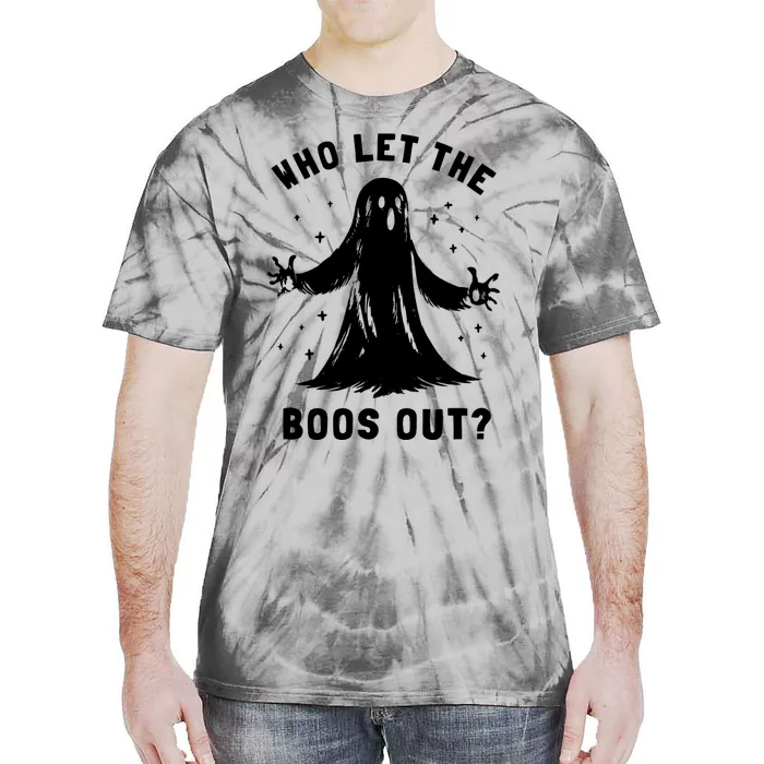 Funny Halloween Ghost Who Let The Boos Out Cute Pun Graphic Tie-Dye T-Shirt