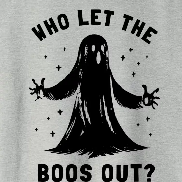 Funny Halloween Ghost Who Let The Boos Out Cute Pun Graphic Women's Crop Top Tee