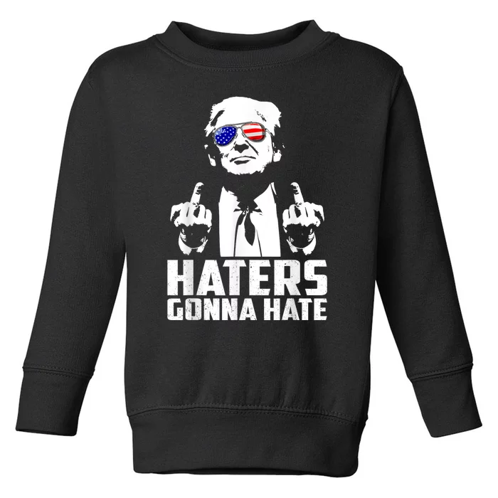 Funny Haters Gonna Hate President Donald Trump Middle Finger Toddler Sweatshirt